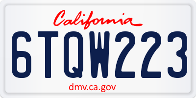 CA license plate 6TQW223