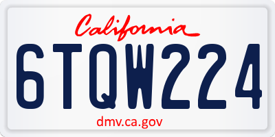 CA license plate 6TQW224