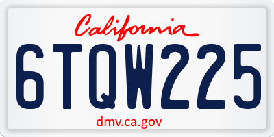 CA license plate 6TQW225