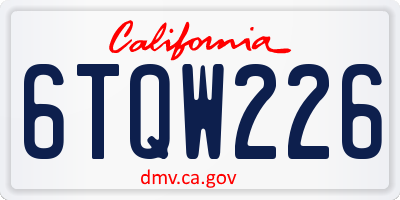 CA license plate 6TQW226