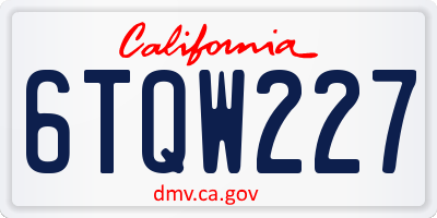 CA license plate 6TQW227
