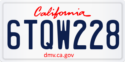 CA license plate 6TQW228