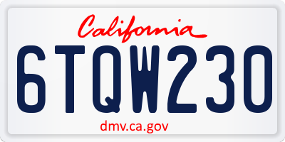 CA license plate 6TQW230
