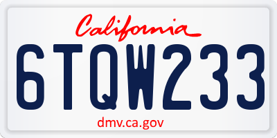 CA license plate 6TQW233