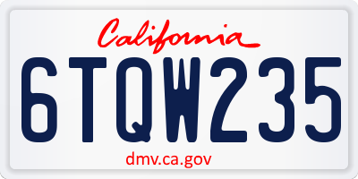 CA license plate 6TQW235