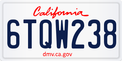 CA license plate 6TQW238