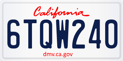 CA license plate 6TQW240