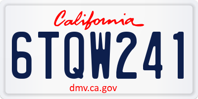 CA license plate 6TQW241