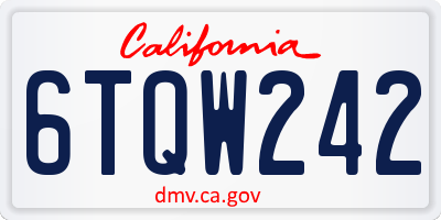 CA license plate 6TQW242