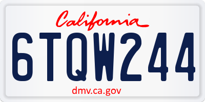 CA license plate 6TQW244