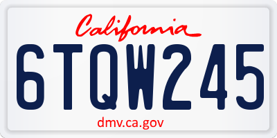 CA license plate 6TQW245