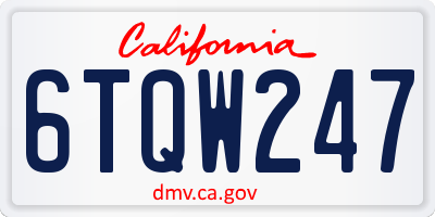 CA license plate 6TQW247