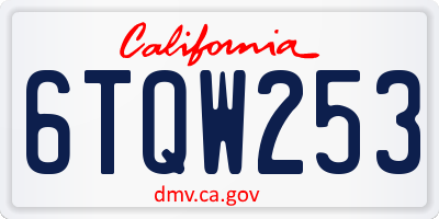 CA license plate 6TQW253