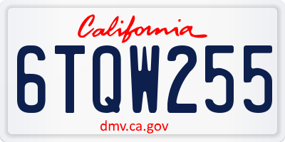 CA license plate 6TQW255