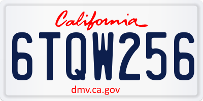CA license plate 6TQW256