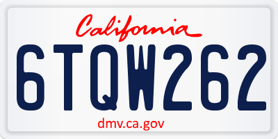 CA license plate 6TQW262