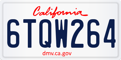 CA license plate 6TQW264
