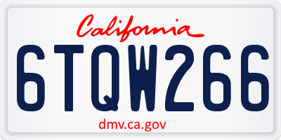 CA license plate 6TQW266