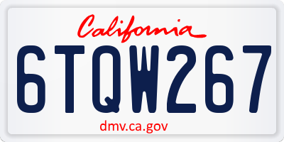 CA license plate 6TQW267