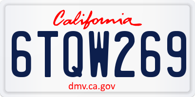 CA license plate 6TQW269