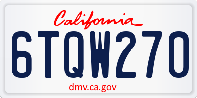 CA license plate 6TQW270
