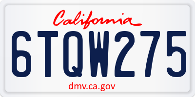CA license plate 6TQW275
