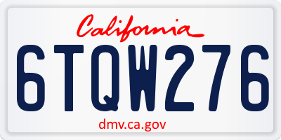CA license plate 6TQW276