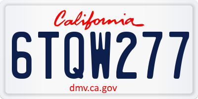 CA license plate 6TQW277