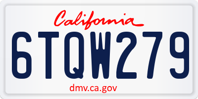 CA license plate 6TQW279
