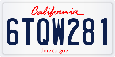 CA license plate 6TQW281