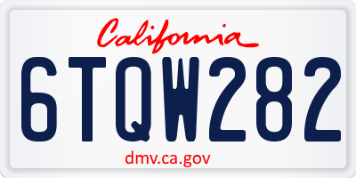 CA license plate 6TQW282