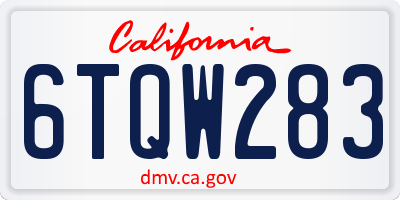 CA license plate 6TQW283