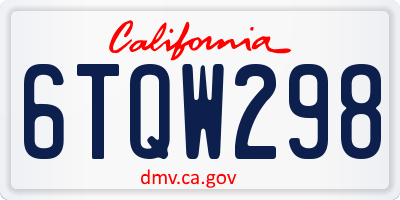CA license plate 6TQW298