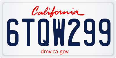 CA license plate 6TQW299