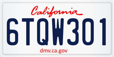 CA license plate 6TQW301