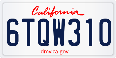 CA license plate 6TQW310