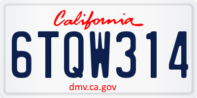 CA license plate 6TQW314
