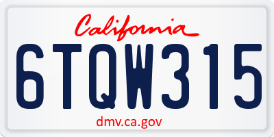 CA license plate 6TQW315