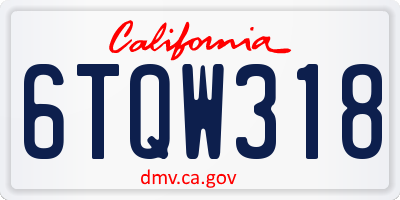 CA license plate 6TQW318