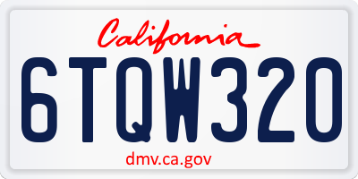 CA license plate 6TQW320