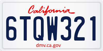 CA license plate 6TQW321