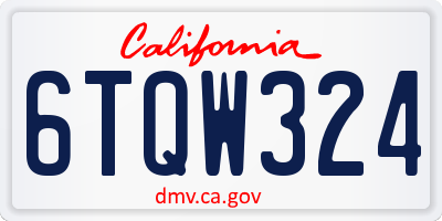 CA license plate 6TQW324