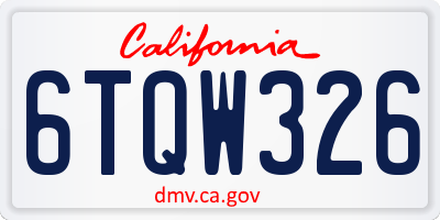 CA license plate 6TQW326