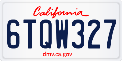 CA license plate 6TQW327