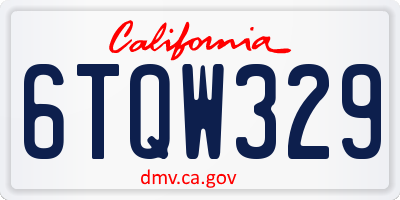 CA license plate 6TQW329