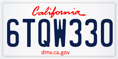 CA license plate 6TQW330
