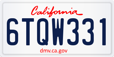 CA license plate 6TQW331