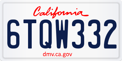 CA license plate 6TQW332