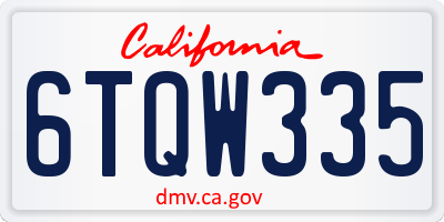 CA license plate 6TQW335