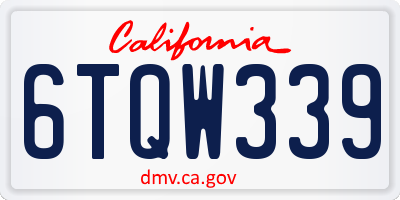 CA license plate 6TQW339